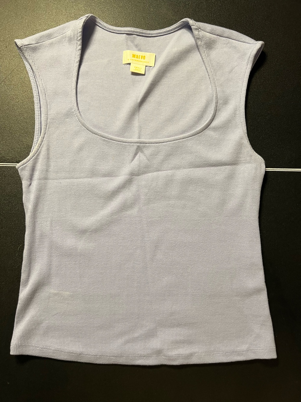 Maeve Ribbed Scoop Tank Top in Light Lavender size S